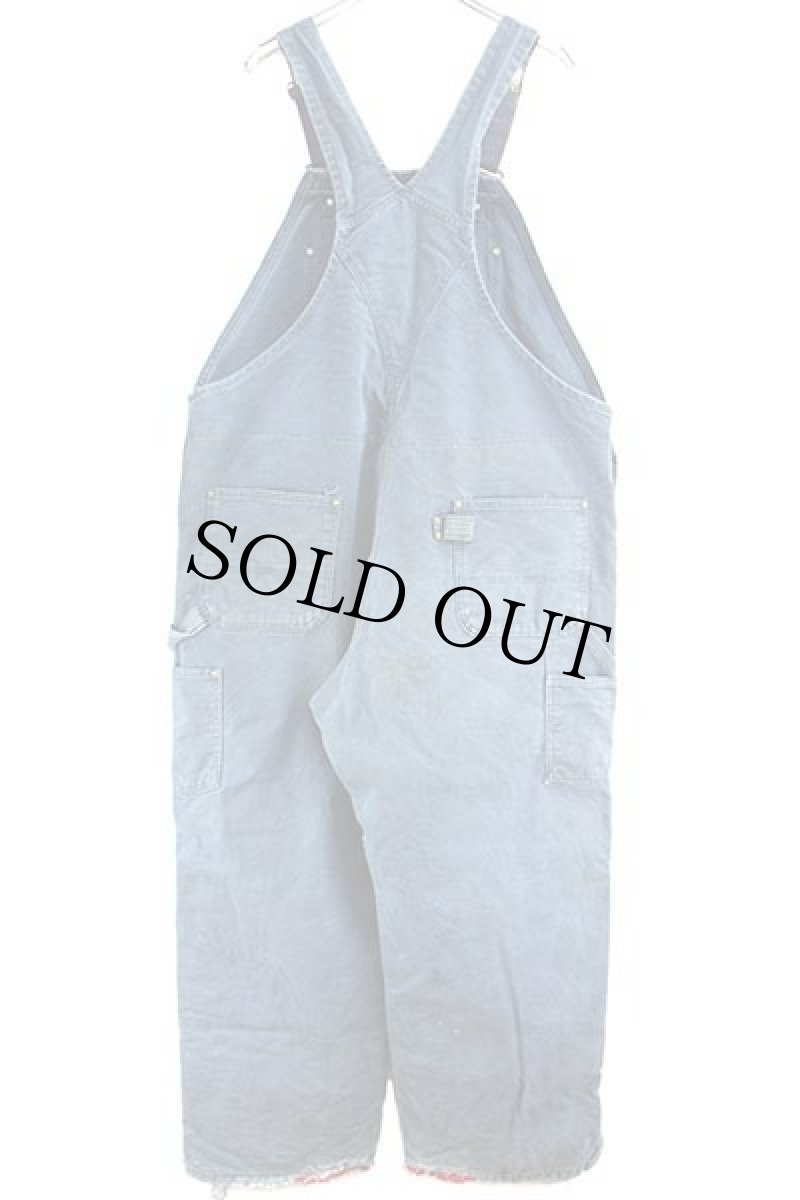 画像3: 90s carharttカーハート キルティングライナー ダック地 ダブルニー オーバーオール ボロ 薄紺 w44 L30 (3)