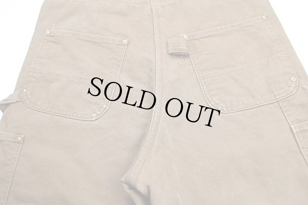 画像5: USA製 carharttカーハート キルティングライナー ダック地 ダブルニー オーバーオール 茶 w36 L32 (5)