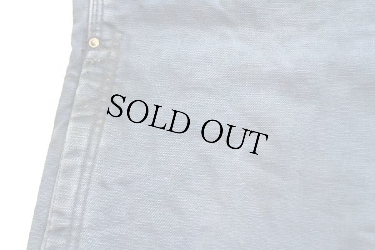 画像8: 90s carharttカーハート キルティングライナー ダック地 ダブルニー オーバーオール ボロ 薄紺 w44 L30 (8)