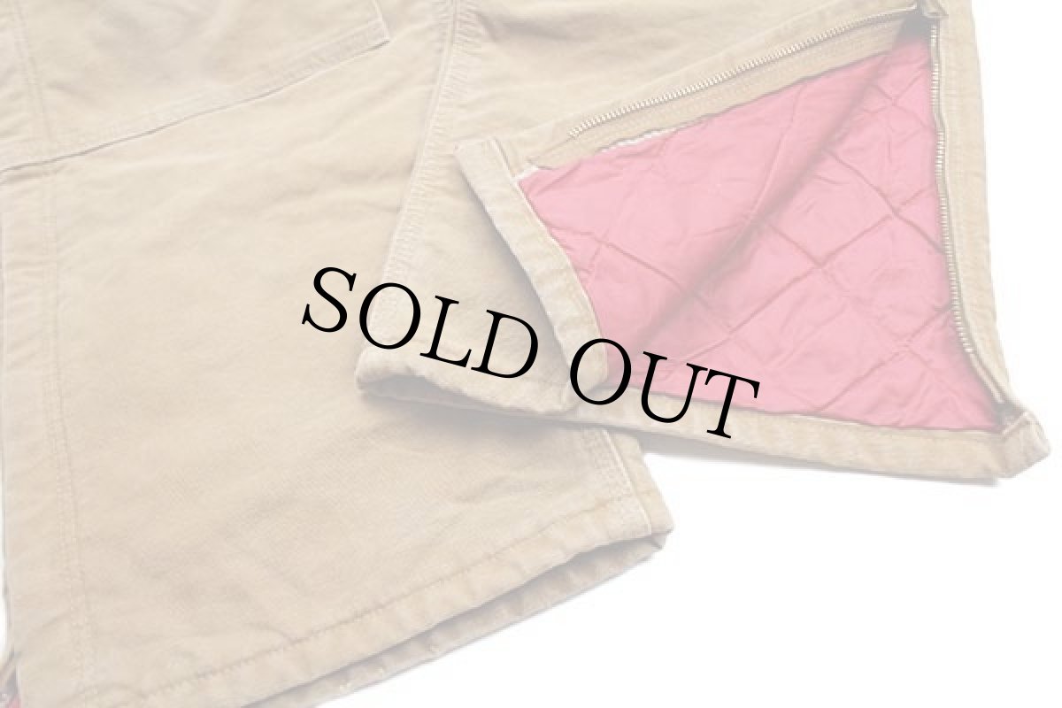 画像10: USA製 carharttカーハート キルティングライナー ダック地 ダブルニー オーバーオール 茶 w36 L32 (10)