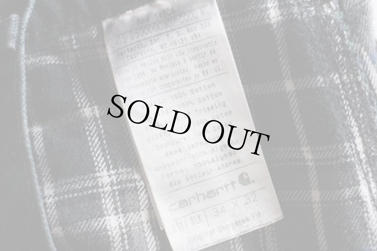 画像6: メキシコ製 carharttカーハート チェック ネルライナー ダック地 ペインターパンツ 黒 w34 L32 (6)