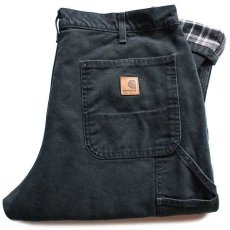 画像1: メキシコ製 carharttカーハート チェック ネルライナー ダック地 ペインターパンツ 黒 w34 L32 (1)