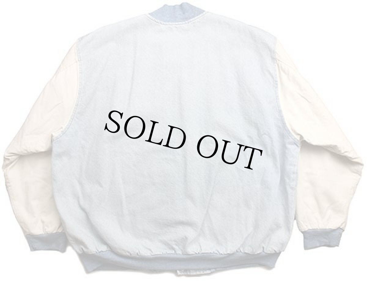 画像2: 90s USA製 AUBURN 刺繍 キルティングライナー コットン×デニム スタジャン 2XL (2)