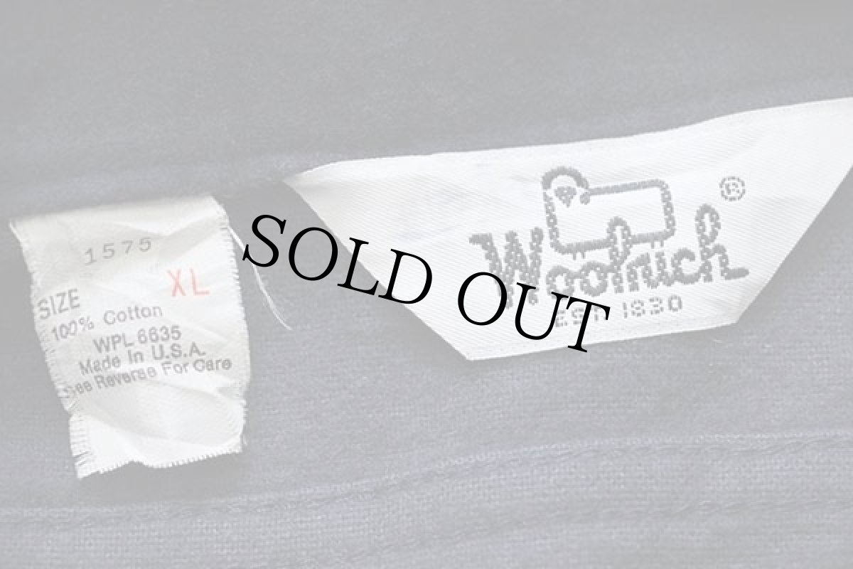 画像4: 80s USA製 Woolrichウールリッチ 無地 コットン シャモアクロスシャツ 紺 XL (4)