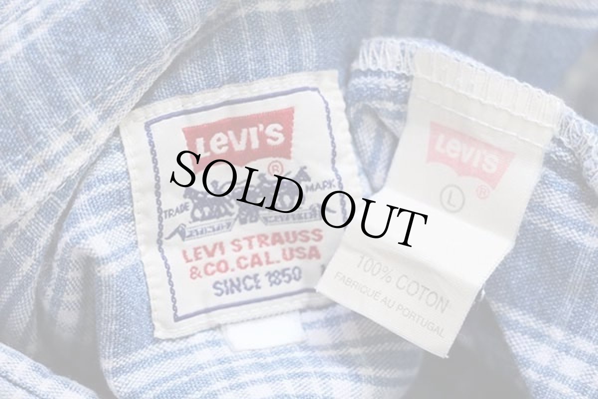 画像4: 90s ポルトガル製 Levi'sリーバイス チェック ボタンダウン コットン ダンガリーシャツ L★ユーロ (4)