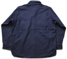 画像2: 80s USA製 Woolrichウールリッチ 無地 コットン シャモアクロスシャツ 紺 XL (2)