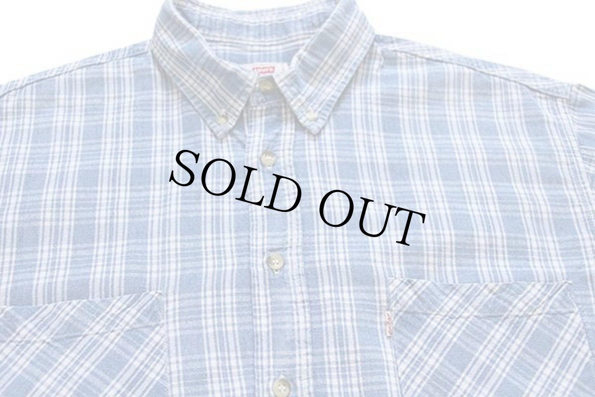 画像3: 90s ポルトガル製 Levi'sリーバイス チェック ボタンダウン コットン ダンガリーシャツ L★ユーロ (3)