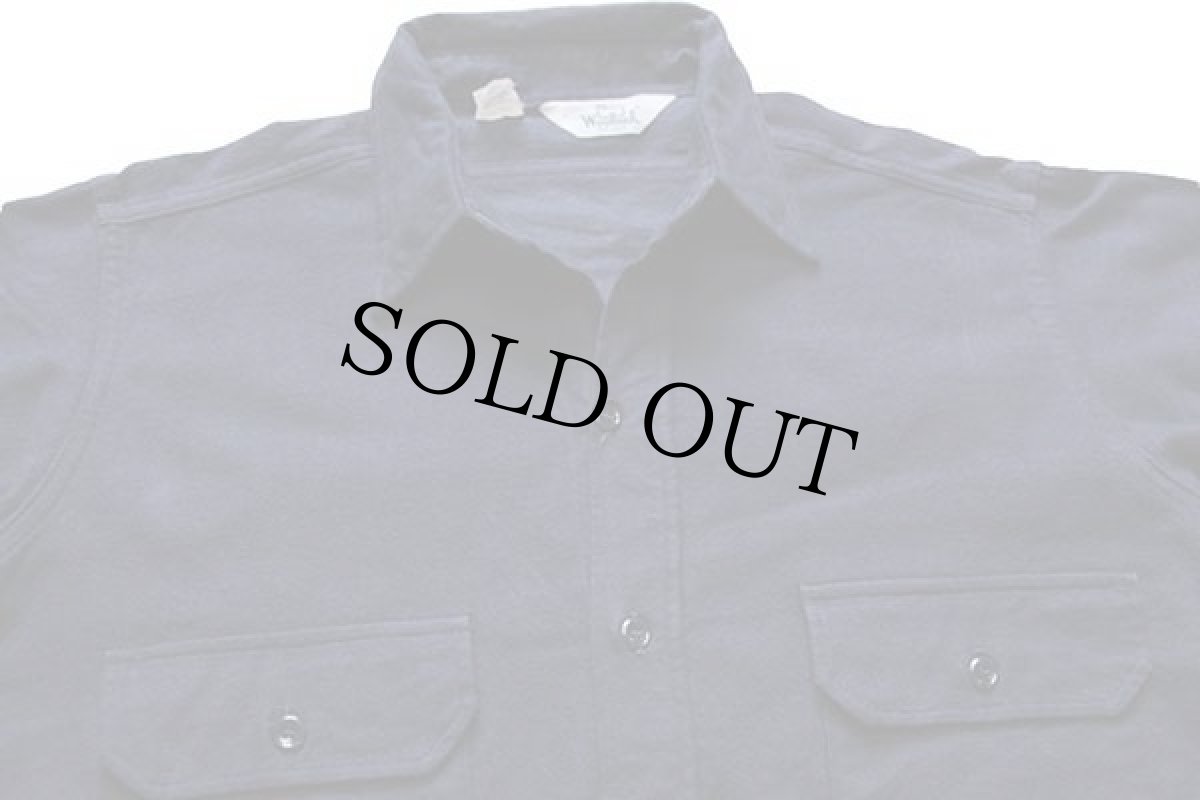 画像3: 80s USA製 Woolrichウールリッチ 無地 コットン シャモアクロスシャツ 紺 XL (3)