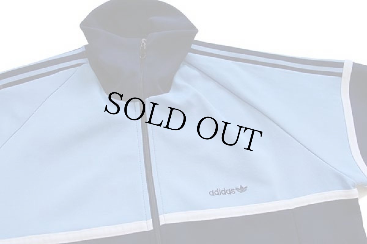 画像3: 80s adidasアディダス トレフォイル ロゴ刺繍 ツートン ハイネック トラックジャケット 紺×水色 6★ジャージ (3)