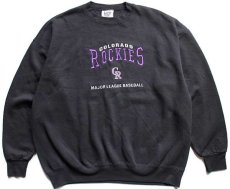 画像1: 90s USA製 Leeリー MLB COLORADO ROCKIES 刺繍 スウェット 黒 XXL (1)