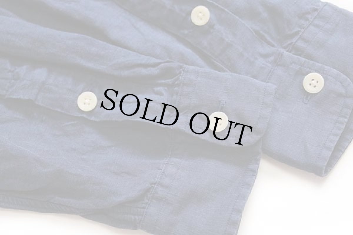 画像6: ポロ ラルフローレン 無地 リネン×シルク シャツ 紺 S (6)