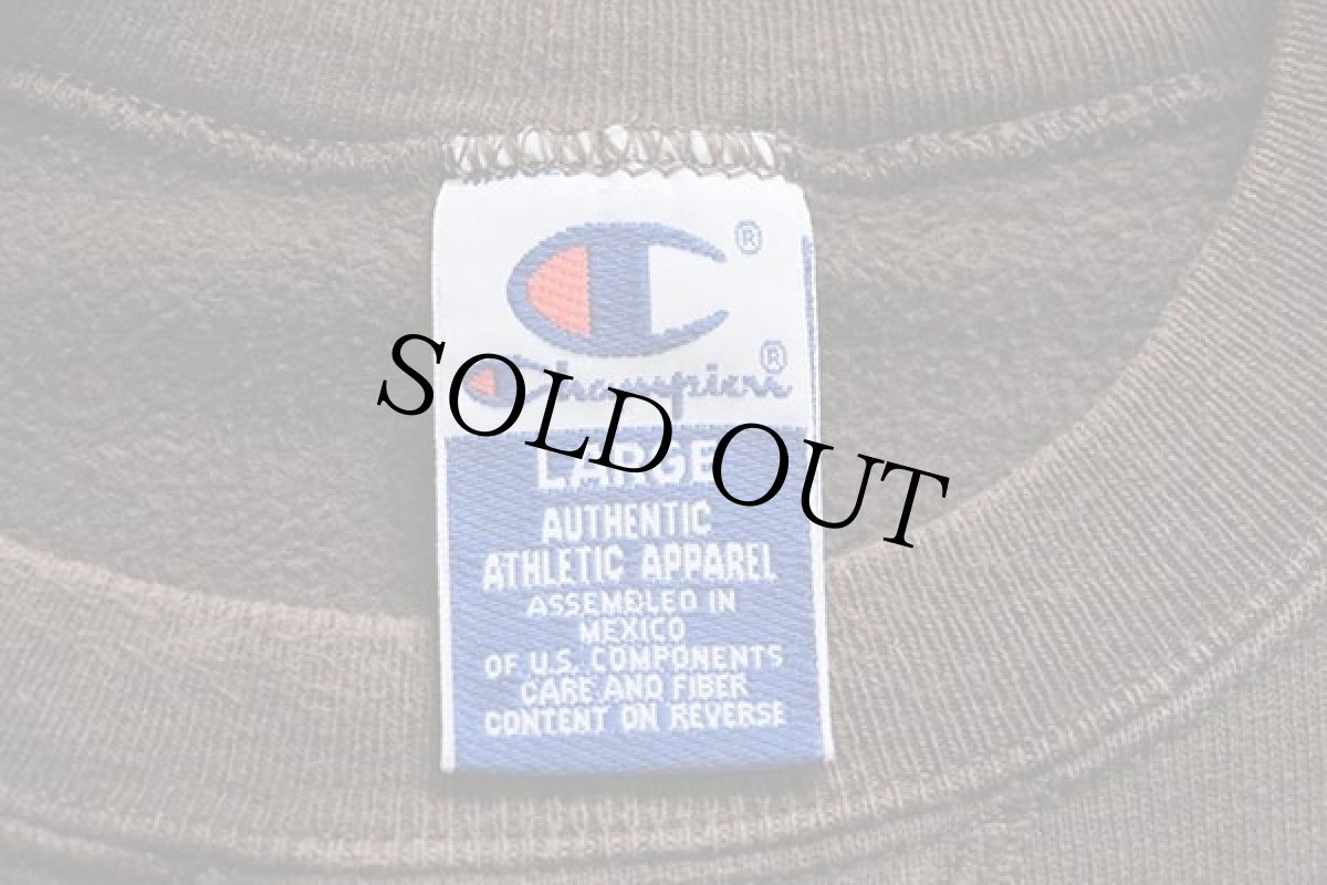 画像4: 90s メキシコ製 Championチャンピオン ワンポイント スクリプト ロゴ刺繍 前V スウェット チョコレート L (4)