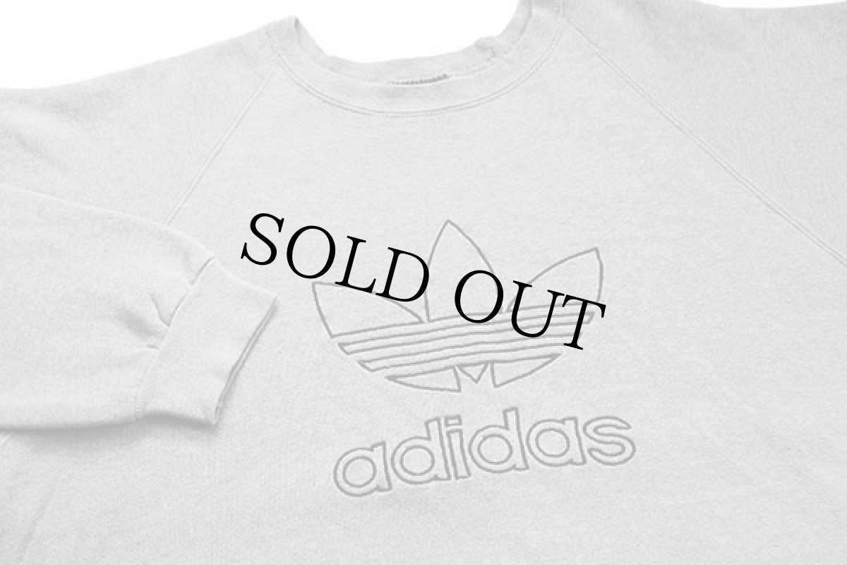 画像3: 90s USA製 adidasアディダス トレフォイル ビッグロゴ刺繍 スウェット 杢グレー XL (3)