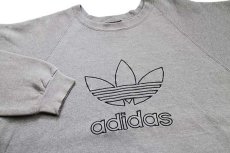 画像3: 90s USA製 adidasアディダス トレフォイル ビッグロゴ刺繍 スウェット 杢グレー XL (3)