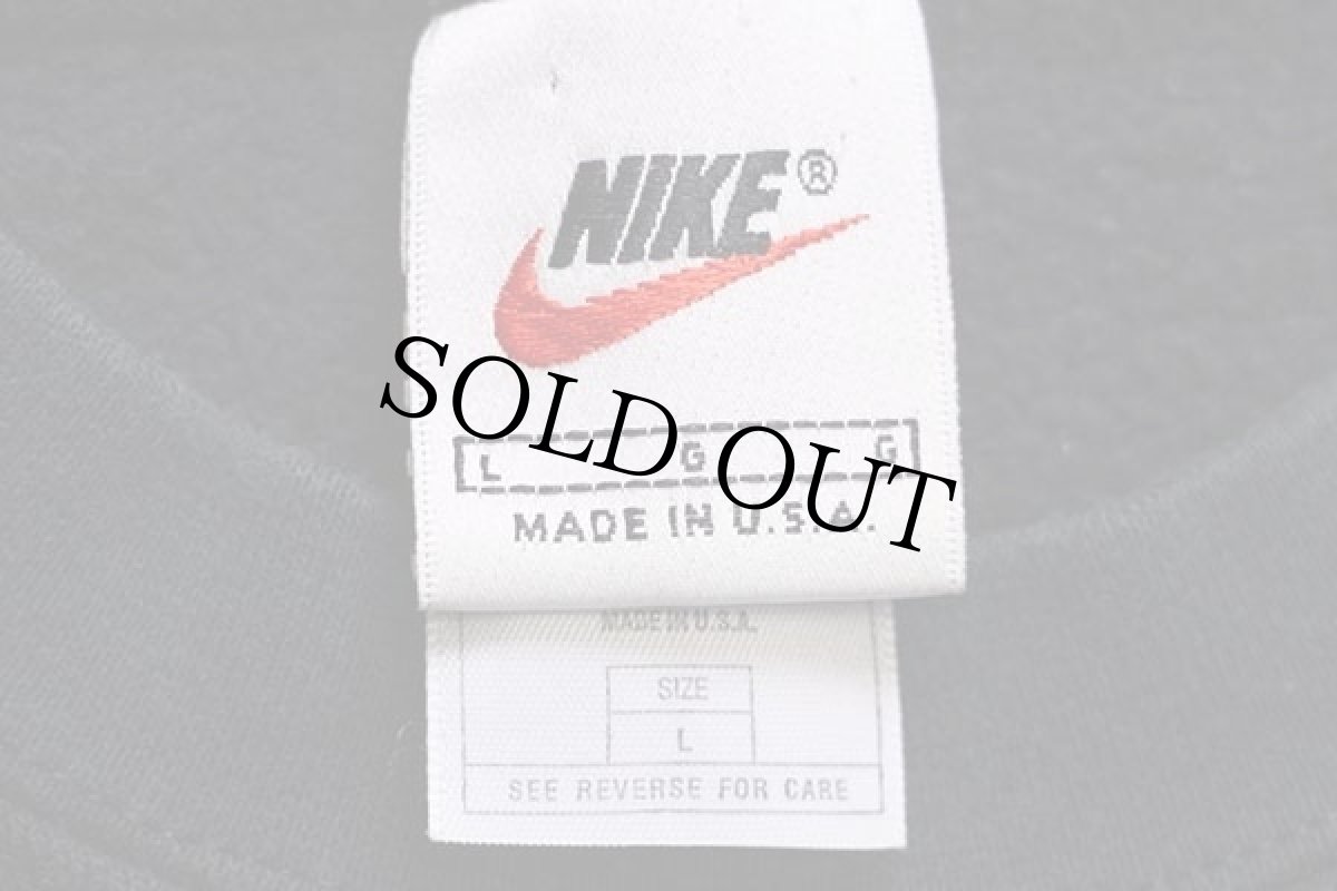 画像4: 90s USA製 NIKEナイキ ロゴ刺繍 スウェット 黒 L (4)