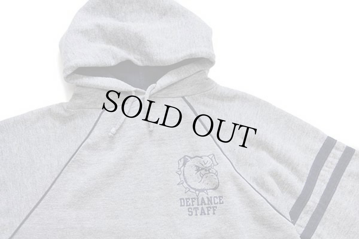 画像3: 80s USA製 Velva Sheen DEFIANCE STAFF ブルドッグ ツートン スウェットパーカー 杢グレー×紺 XL (3)