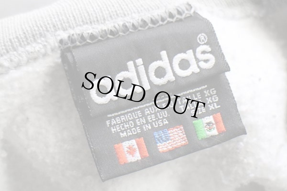 画像4: 90s USA製 adidasアディダス トレフォイル ビッグロゴ刺繍 スウェット 杢グレー XL (4)