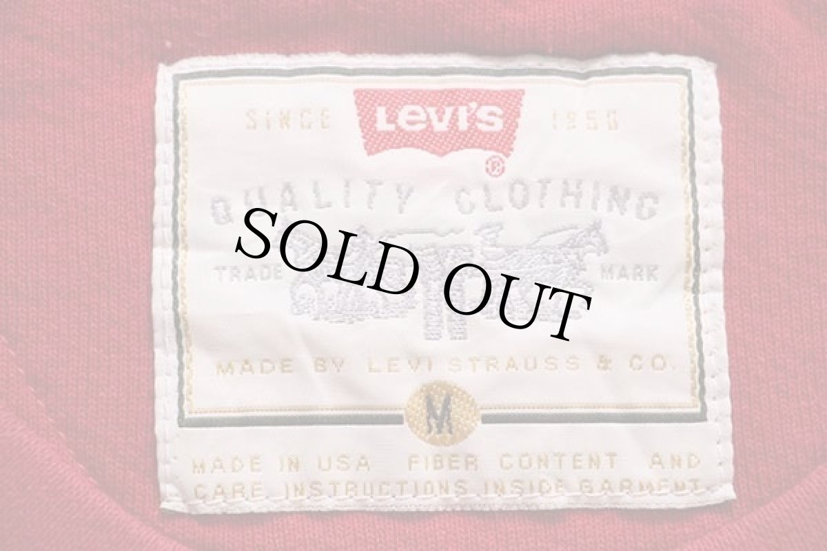 画像4: 90s USA製 LEVI'Sリーバイス ワンポイント スウェット 濃赤 M (4)