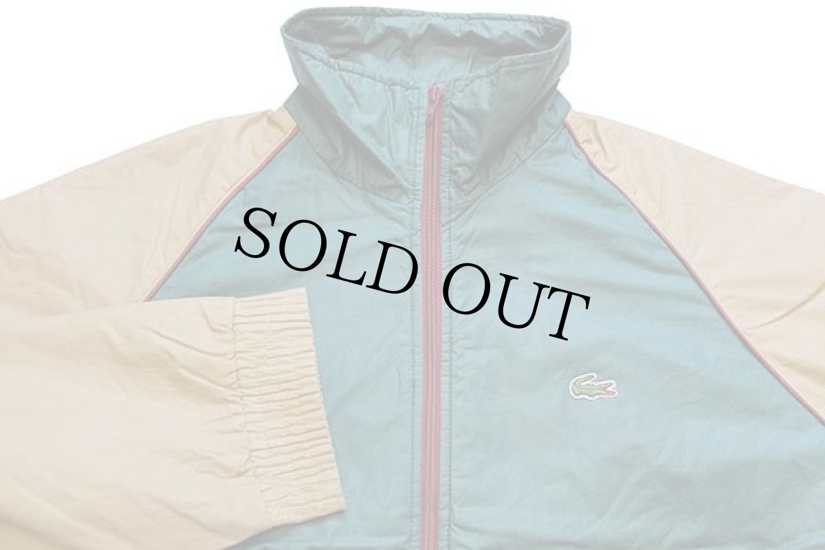 画像3: 80s IZOD LACOSTE ラコステ ツートン 切り替え ナイロンジャケット 緑×薄茶 (3)