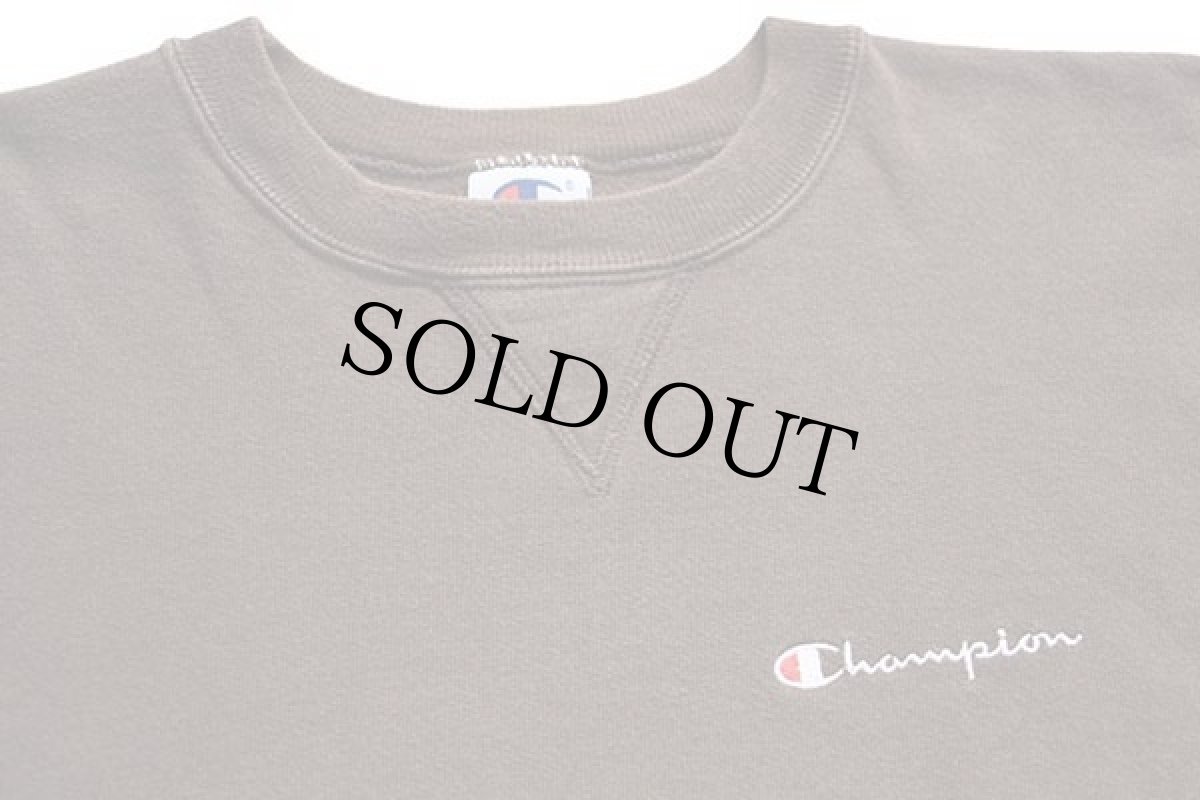 画像3: 90s メキシコ製 Championチャンピオン ワンポイント スクリプト ロゴ刺繍 前V スウェット チョコレート L (3)