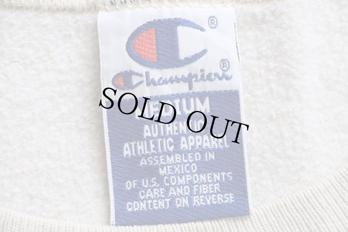 画像4: 90s メキシコ製 Championチャンピオン ワンポイント スクリプト ロゴ刺繍 前V スウェット アイボリー M (4)