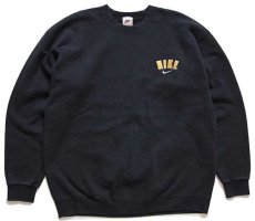 画像1: 90s USA製 NIKEナイキ ロゴ刺繍 スウェット 黒 L (1)