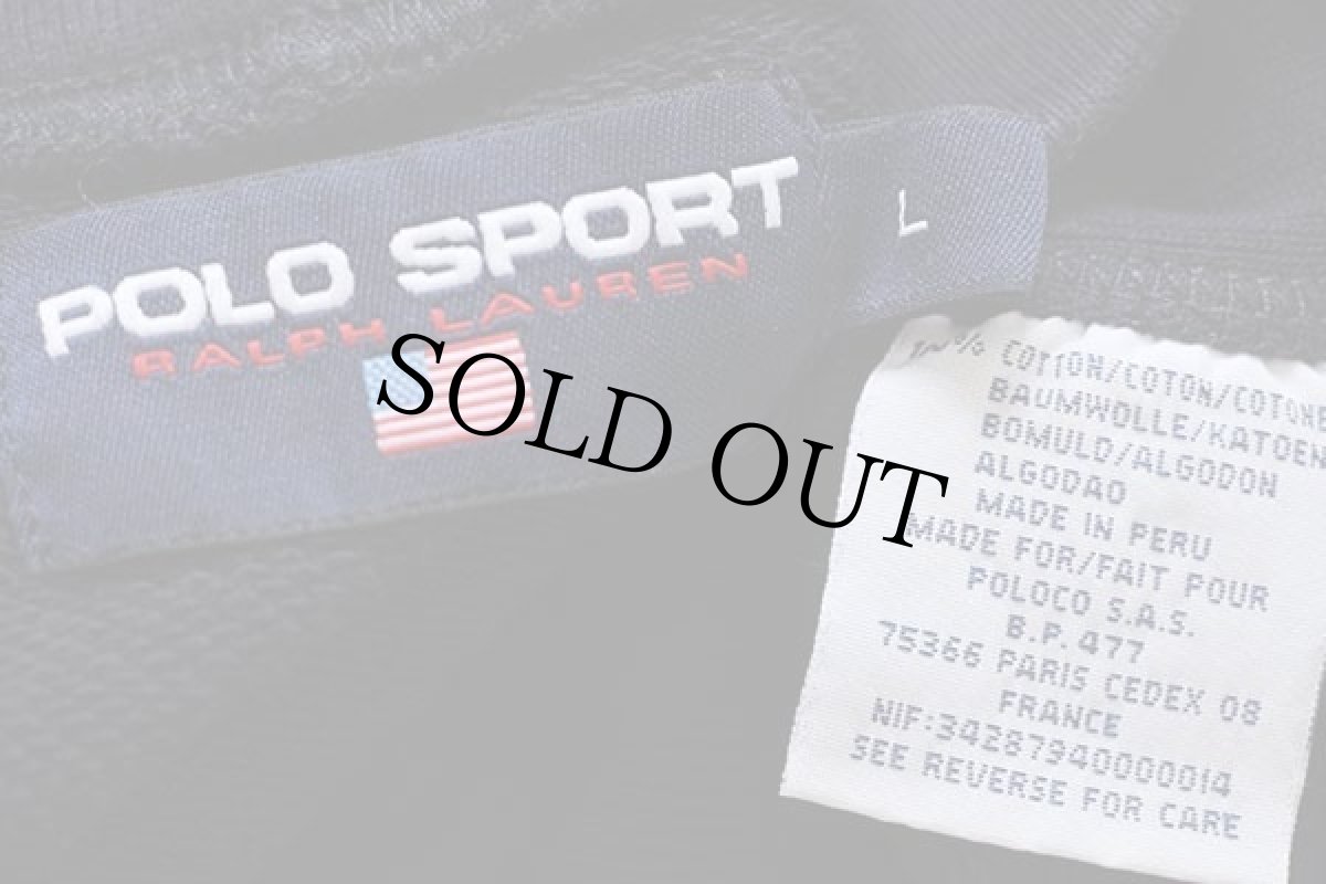 画像4: 90s POLO SPORTポロ スポーツ ラルフローレン ロゴ ひび割れプリント コットン スウェットパーカー 濃紺 L (4)