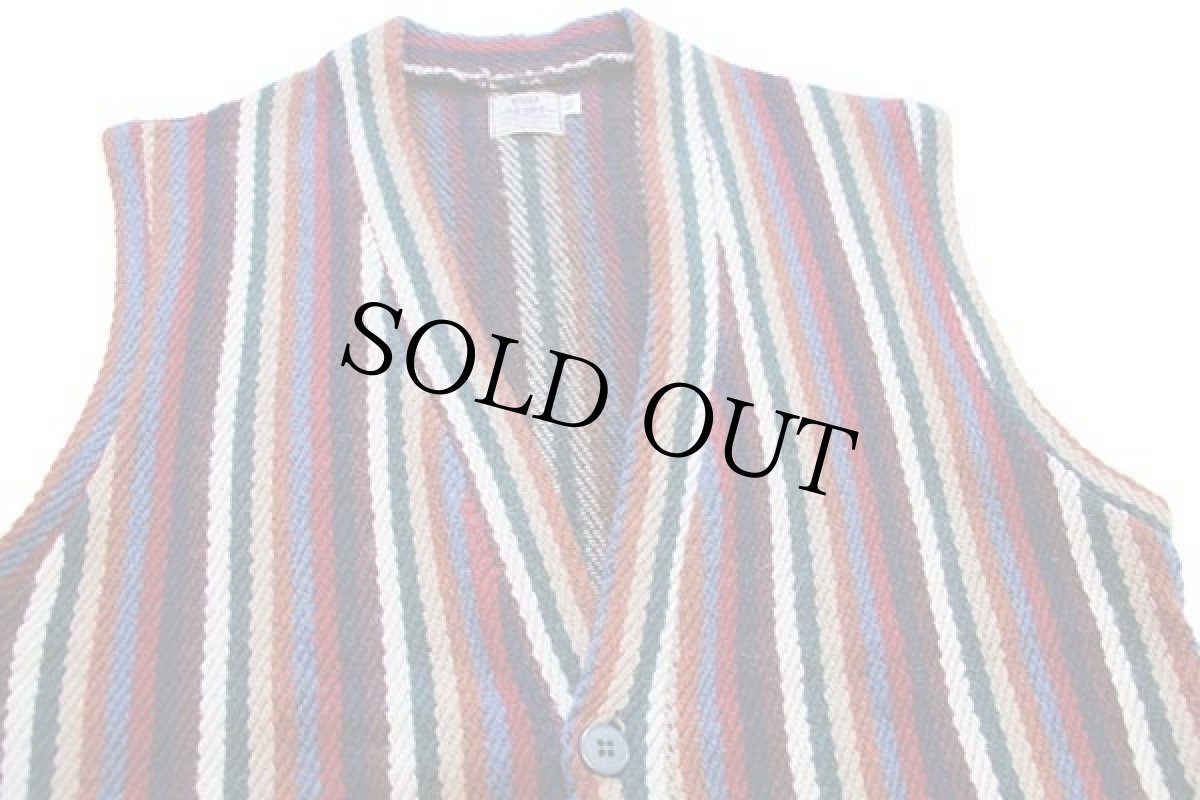 画像3: 90s イタリア製 Levi'sリーバイス クレイジーストライプ ウール混 ラグベスト M★ユーロ (3)