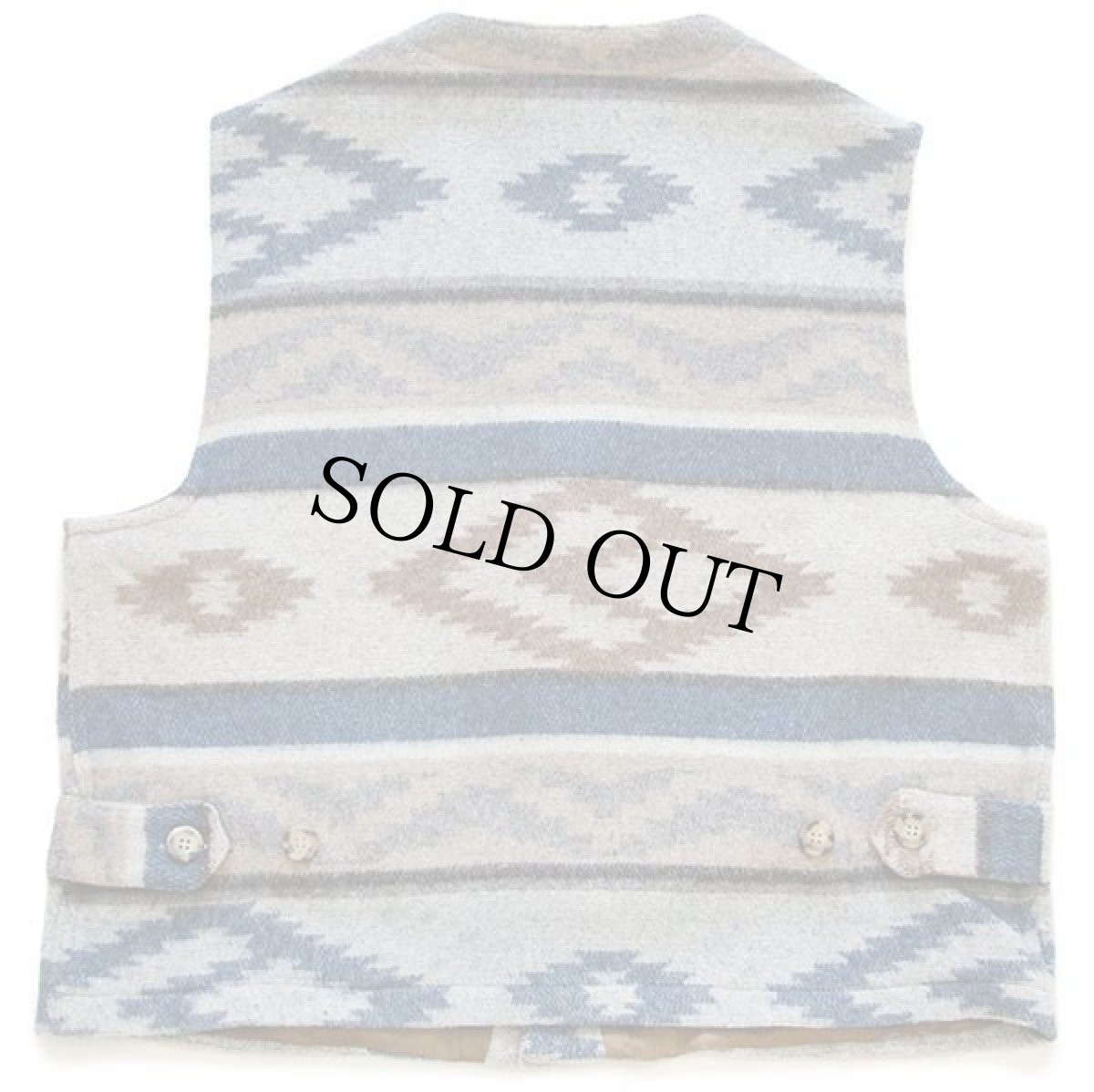 画像2: イタリア製 JEANSERIA DEL CORSO ネイティブ柄 ウール ラグベスト L (2)