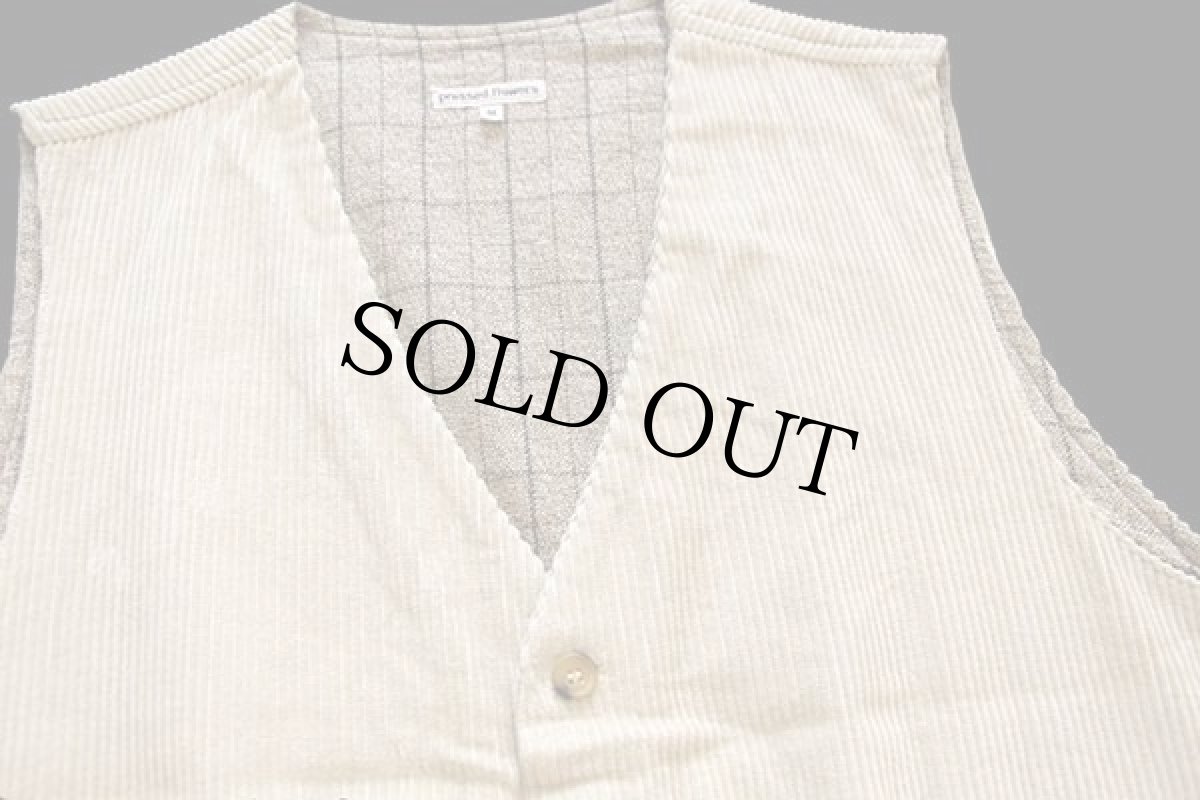 画像3: イタリア製 pressed flowers コットン 太畝 コーデュロイベスト ベージュ M★ジレ (3)