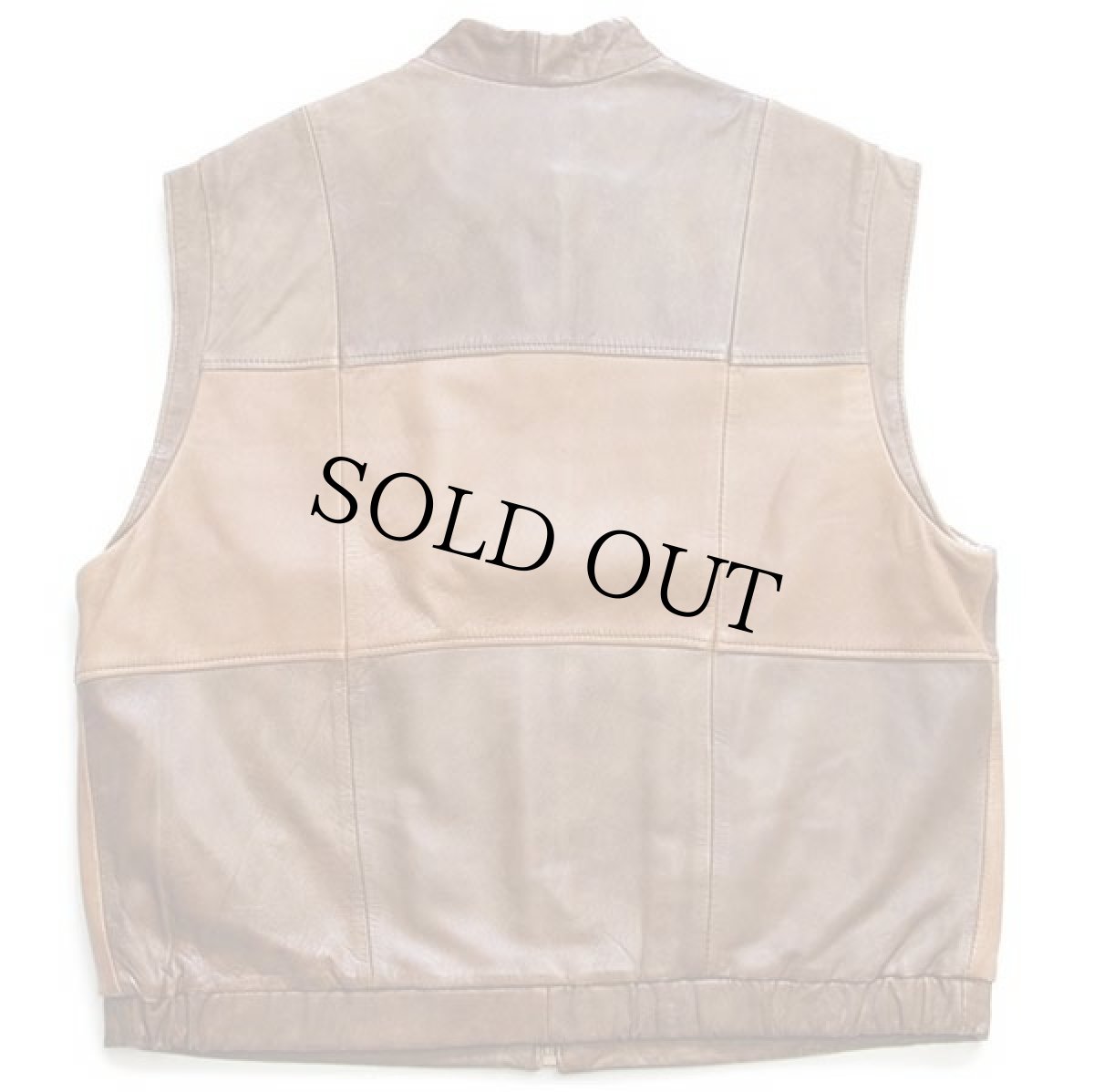 画像2: フィンランド製 Brandt&Co ツートン 切り替え スタンドカラー エルク レザーベスト 茶×薄茶 44 (2)