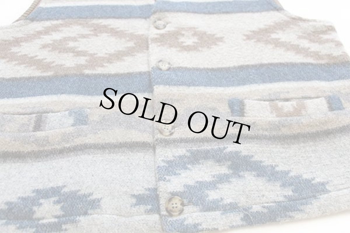 画像3: イタリア製 JEANSERIA DEL CORSO ネイティブ柄 ウール ラグベスト L (3)