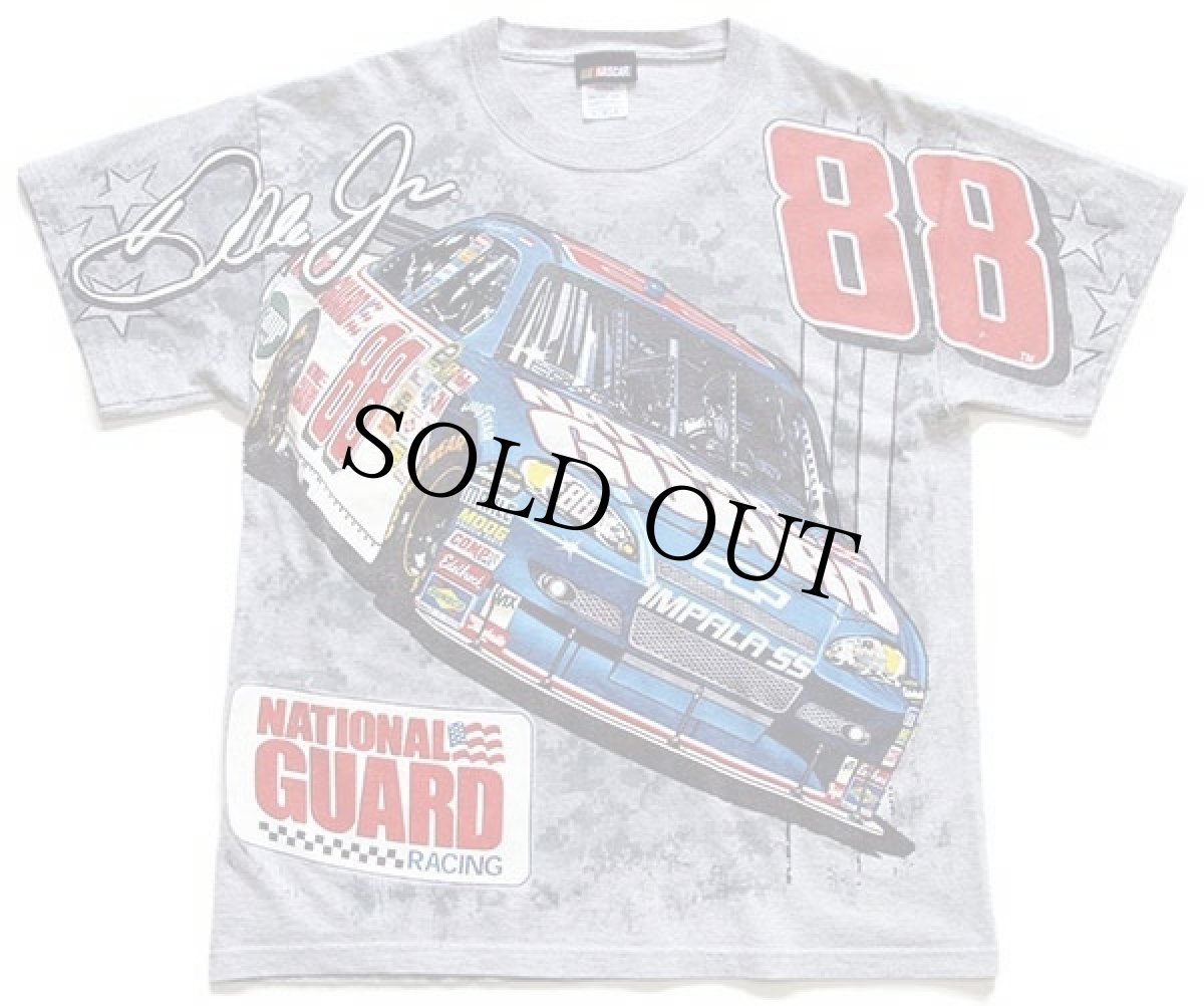 画像1: 00s NASCAR NATIONAL GUARD DALE JR オールオーバープリント Tシャツ グレー M (1)