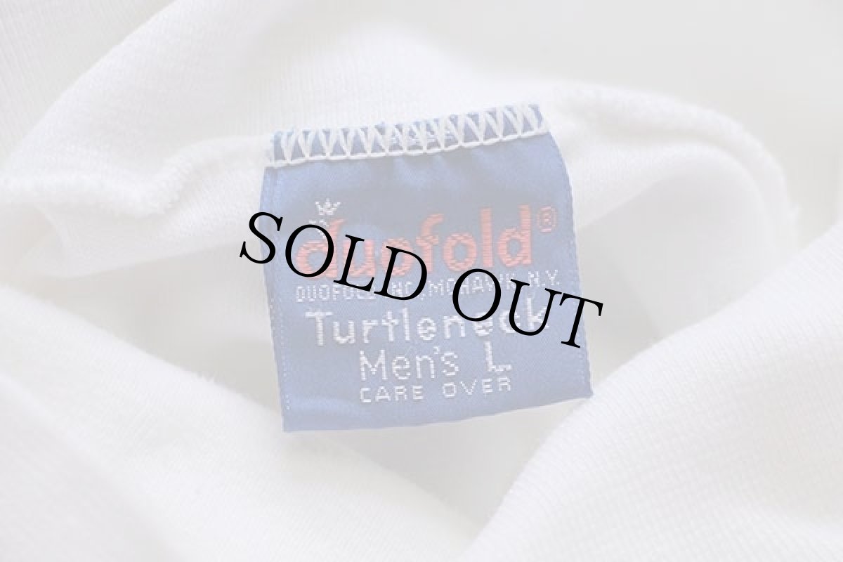 画像4: 80s duofold タートルネック 無地 コットン カットソー 白 L (4)