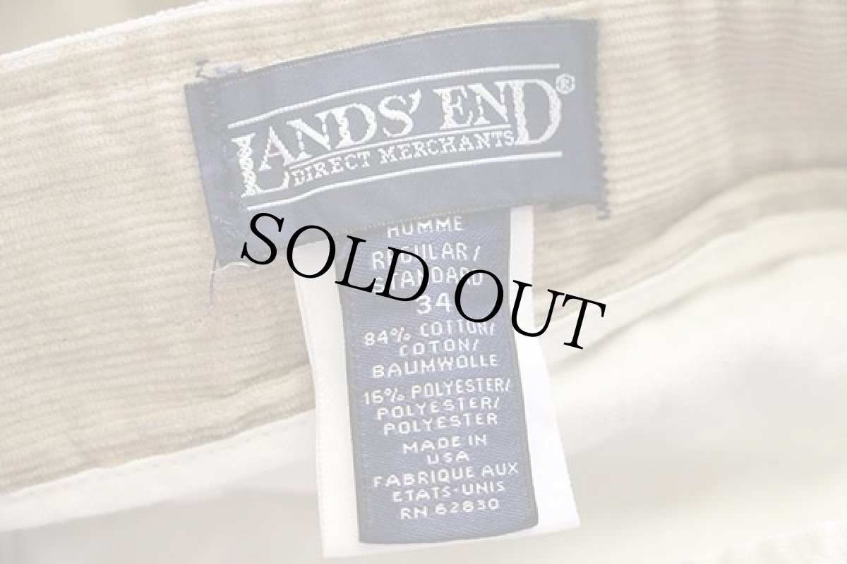 画像6: 90s USA製 LANDS'ENDランズエンド ツータック スラックス コーデュロイパンツ ベージュ 34 (6)