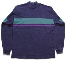 画像2: 80s USA製 L.L.Bean モックネック ヘビー コットン スウェット 紺 L (2)