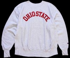 画像1: 90s Championチャンピオン OHIO STATE パッチ付き リバースウィーブ スウェット 杢ライトグレー (1)