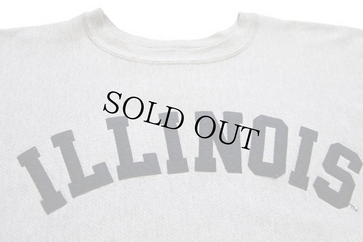 画像3: 90s Championチャンピオン ILLINOIS フェルトパッチ付き リバースウィーブ スウェット 杢グレー (3)