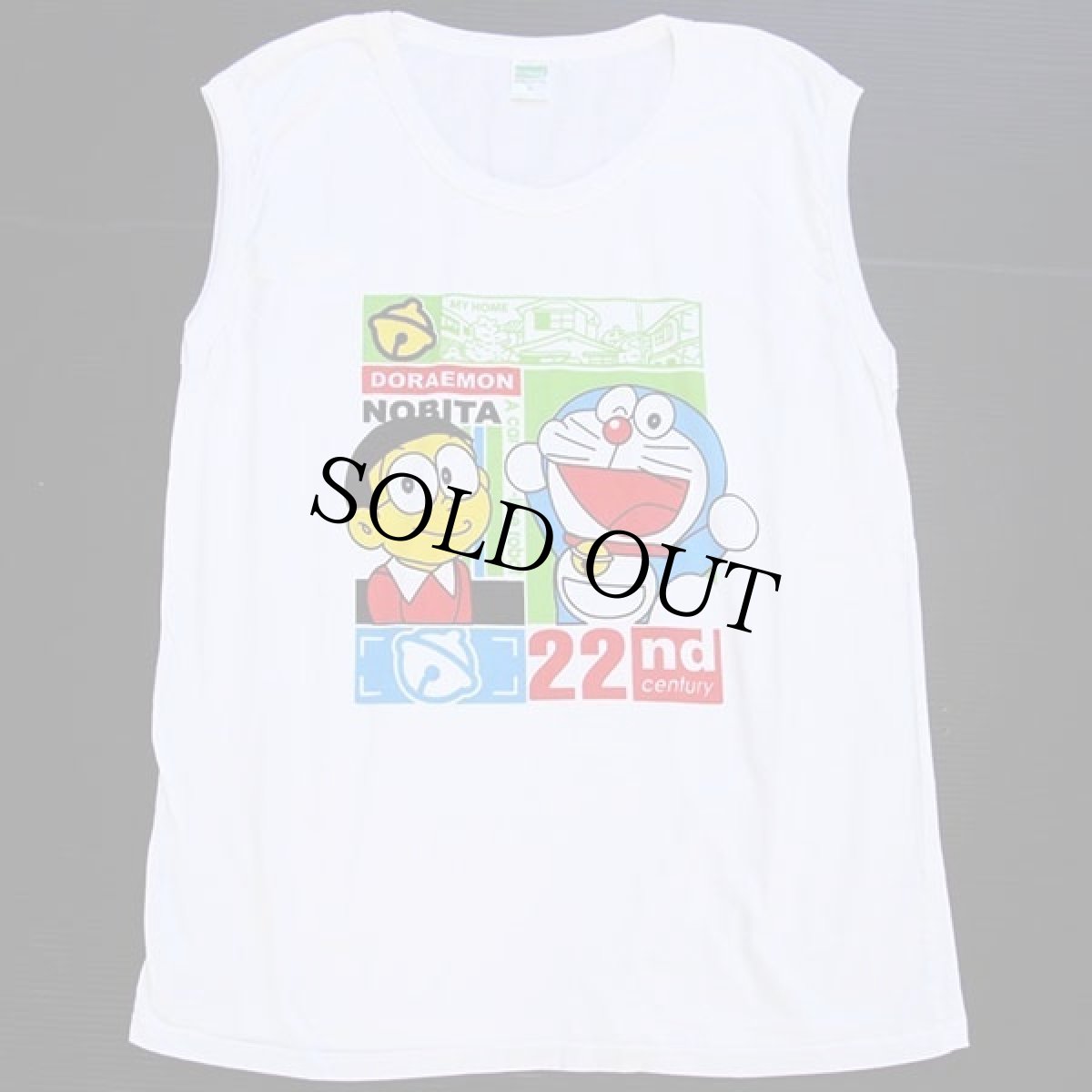画像2: 00s DORAEMON NOBITA 22nd Century ドラえもん のび太 ノースリーブ コットンTシャツ 白 6 (2)