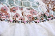 画像6: 70s KENNINGTONケニントン 花柄 パッチワーク柄 キルティング ヨーク切り替え ウエスタンシャツ 白 L (6)