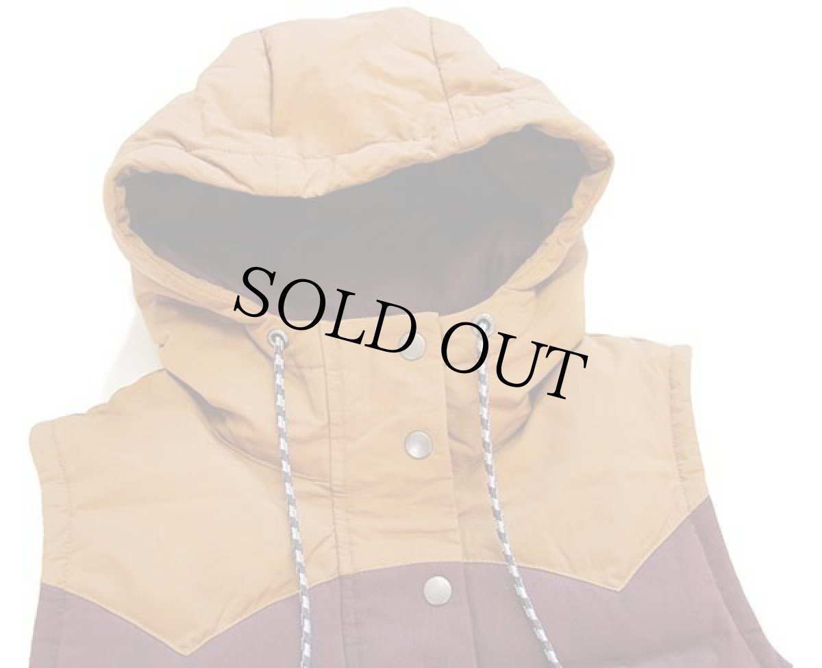 画像3: patagoniaパタゴニア Bivy Hooded Down Vest ツートン ヨーク切り替え ナイロン ダウンベスト パーカー ダークルビー×黄土色 W-XS (3)