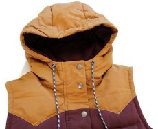 画像3: patagoniaパタゴニア Bivy Hooded Down Vest ツートン ヨーク切り替え ナイロン ダウンベスト パーカー ダークルビー×黄土色 W-XS (3)