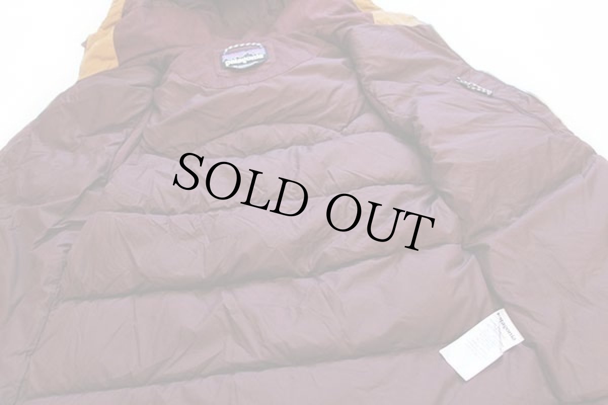 画像5: patagoniaパタゴニア Bivy Hooded Down Vest ツートン ヨーク切り替え ナイロン ダウンベスト パーカー ダークルビー×黄土色 W-XS (5)