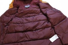 画像5: patagoniaパタゴニア Bivy Hooded Down Vest ツートン ヨーク切り替え ナイロン ダウンベスト パーカー ダークルビー×黄土色 W-XS (5)