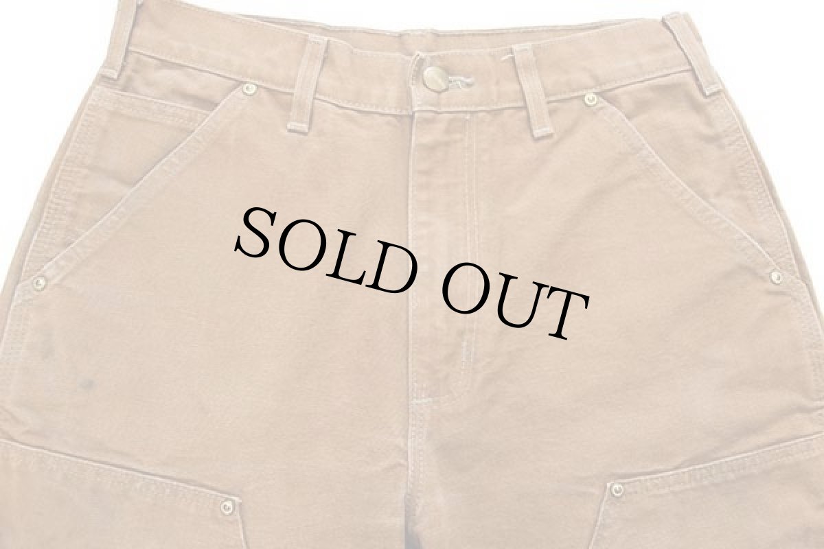 画像4: USA製 carharttカーハート ダブルニー ダック地 ペインターパンツ 茶 w30 L30 (4)