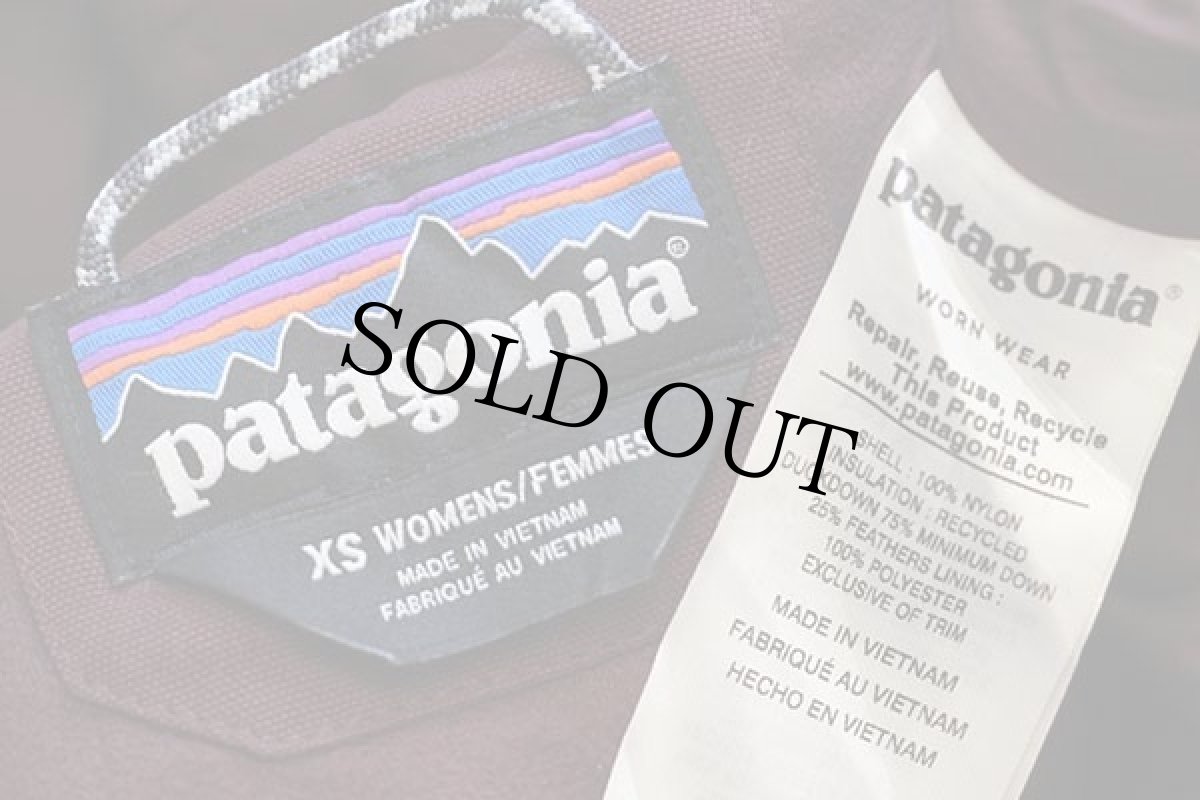 画像4: patagoniaパタゴニア Bivy Hooded Down Vest ツートン ヨーク切り替え ナイロン ダウンベスト パーカー ダークルビー×黄土色 W-XS (4)