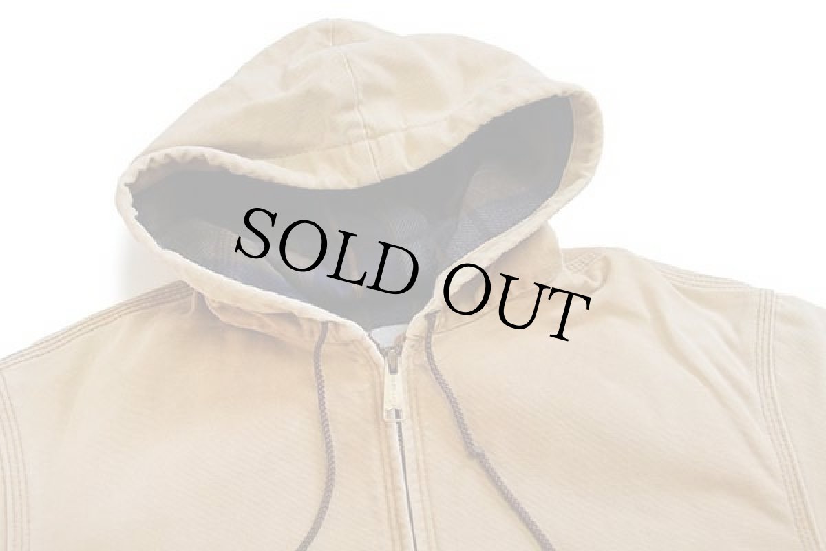 画像3: 90s USA製 carharttカーハート チェック ネルライナー ダック地 アクティブジャケット パーカー 茶 フェード M (3)