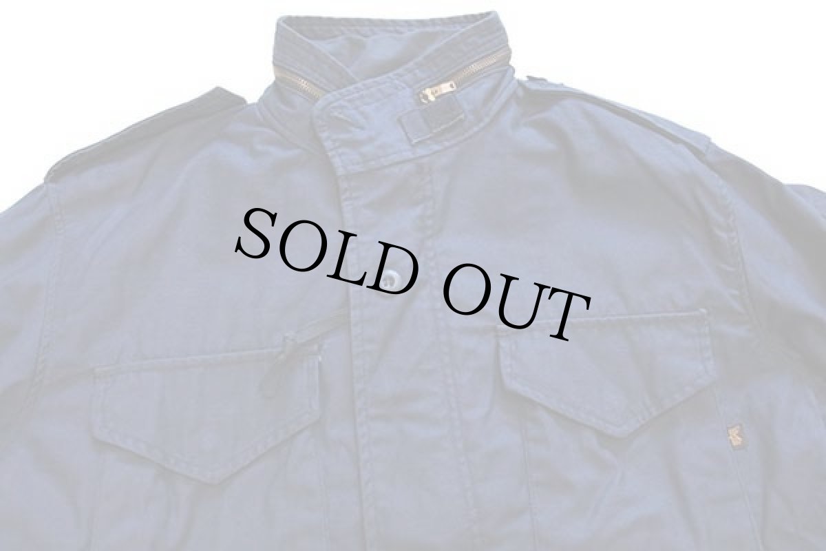 画像3: 90s USA製 ALPHAアルファ M-65 フィールドジャケット 紺 L-R (3)