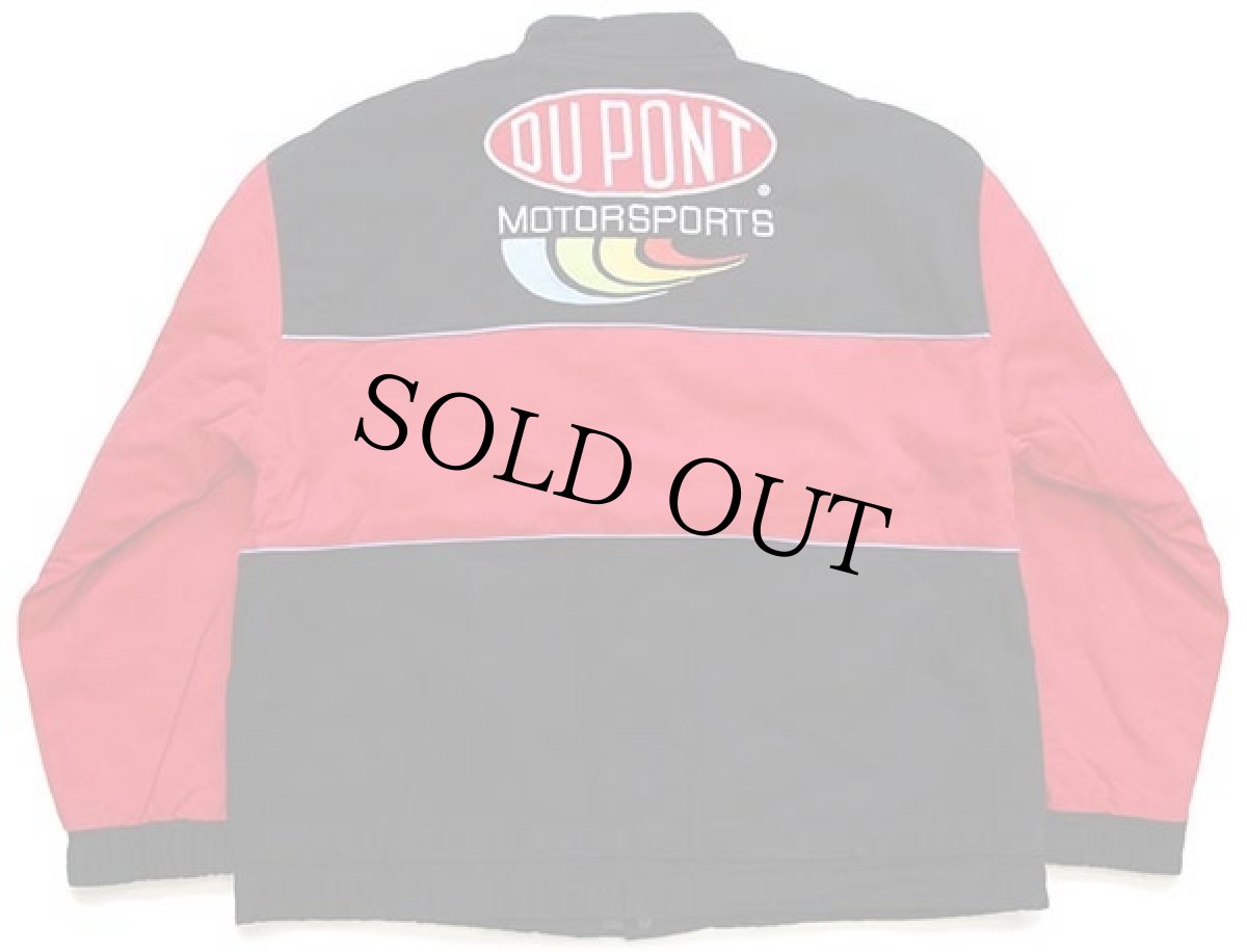 画像2: 90s NASCAR Jeff Gordon DUPONT MOTORSPORTS刺繍 ツートン キルティングライナー コットン レーシングジャケット 黒×赤 L (2)