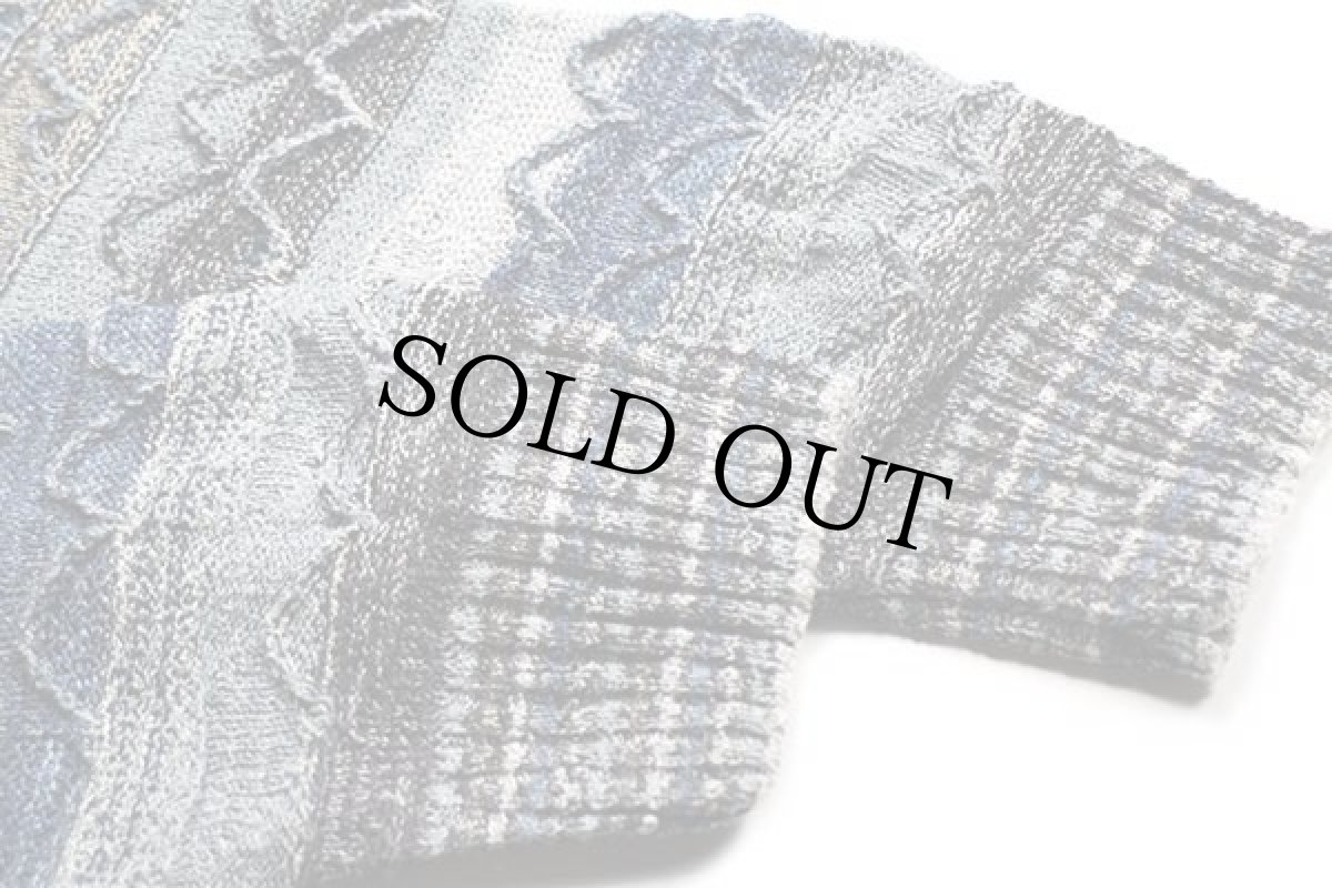 画像6: 90s USA製 BACHRACH ランダムストライプ 3D 立体編み ナイロン×アクリルニット セーター (6)